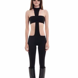 Black Cutout Halter Jumpsuit